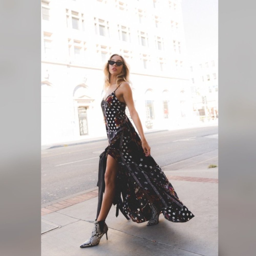 For Love and Lemons Romy Black Patchwork Tank Dress XS